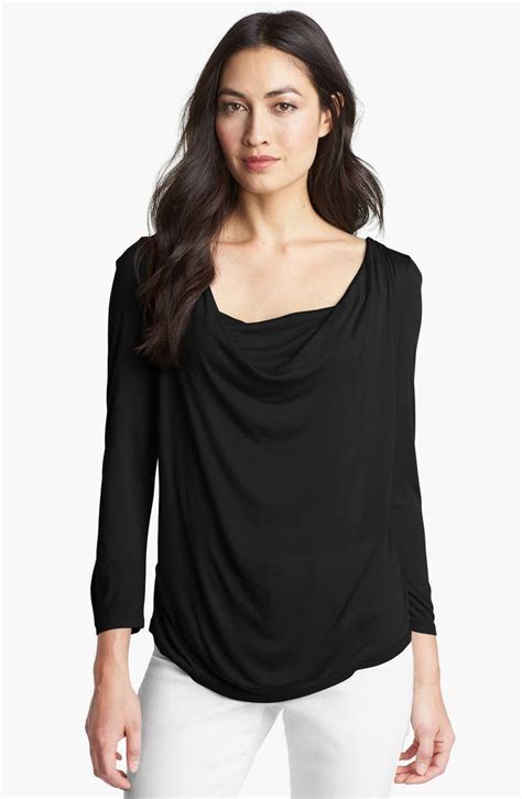 michael kors large dot drape sleeve blouse|Michael Kors long neck top.